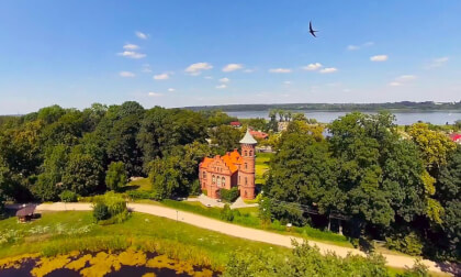 Flight over Nowy Duninow, Poland, drone 3D VR180 8K