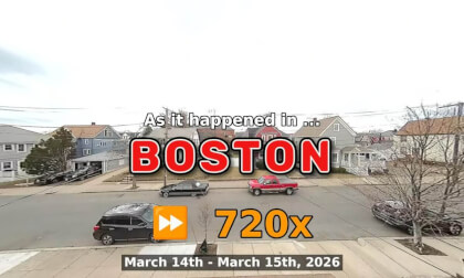 ⏩ Daily Time Lapse of the Boston Weather 180° 4k Street Cam Stream March 14th - March 15th 2026 (720x) [Beta]