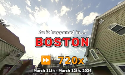 ⏩ Daily Time Lapse of the Boston Weather 180° 4k Sky Cam Stream March 11th - March 12th 2026 (720x) [Beta]