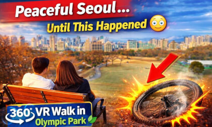 Seoul Olympic Park 360° VR Walk | Peaceful Weekday Park Tour + Unexpected Bike Trouble 🇰🇷