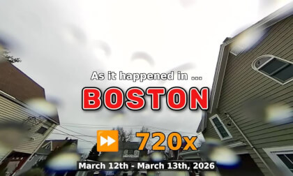 ⏩ Daily Time Lapse of the Boston Weather 180° 4k Sky Cam Stream March 12th - March 13th 2026 (720x) [Beta]