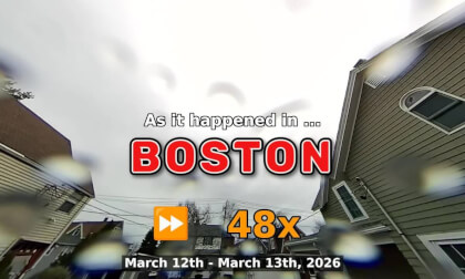 ⏩ Daily Time Lapse of the Boston Weather 180° 4k Sky Cam Stream March 12th - March 13th 2026 (48x) [Beta]