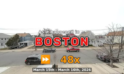 ⏩ Daily Time Lapse of the Boston Weather 180° 4k Street Cam Stream March 15th - March 16th 2026 (48x) [Beta]