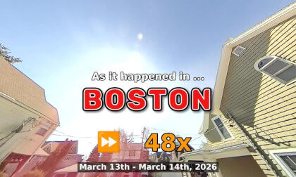 ⏩ Daily Time Lapse of the Boston Weather 180° 4k Sky Cam Stream March 13th - March 14th 2026 (48x) [Beta]