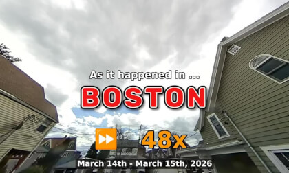 ⏩ Daily Time Lapse of the Boston Weather 180° 4k Sky Cam Stream March 14th - March 15th 2026 (48x) [Beta]