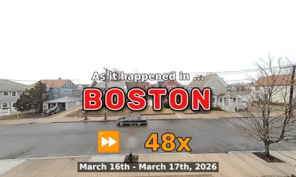 ⏩ Daily Time Lapse of the Boston Weather 180° 4k Street Cam Stream March 16th - March 17th 2026 (48x) [Beta]