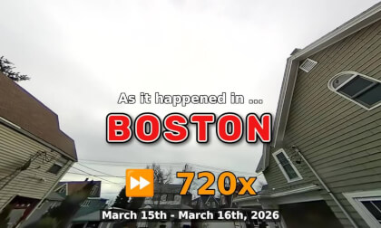 ⏩ Daily Time Lapse of the Boston Weather 180° 4k Sky Cam Stream March 15th - March 16th 2026 (720x) [Beta]