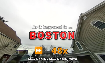 ⏩ Daily Time Lapse of the Boston Weather 180° 4k Sky Cam Stream March 15th - March 16th 2026 (48x) [Beta]