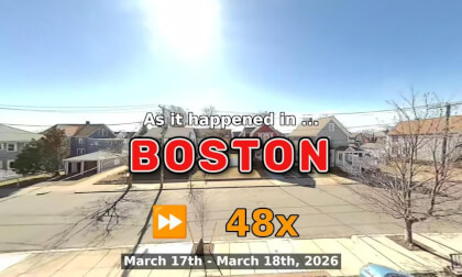 ⏩ Daily Time Lapse of the Boston Weather 180° 4k Street Cam Stream March 17th - March 18th 2026 (48x) [Beta]