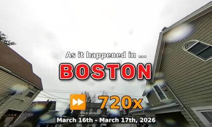 ⏩ Daily Time Lapse of the Boston Weather 180° 4k Sky Cam Stream March 16th - March 17th 2026 (720x) [Beta]