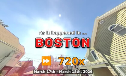 ⏩ Daily Time Lapse of the Boston Weather 180° 4k Sky Cam Stream March 17th - March 18th 2026 (720x) [Beta]