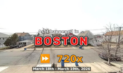 ⏩ Daily Time Lapse of the Boston Weather 180° 4k Street Cam Stream March 18th - March 19th 2026 (720x) [Beta]