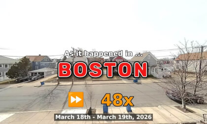 ⏩ Daily Time Lapse of the Boston Weather 180° 4k Street Cam Stream March 18th - March 19th 2026 (48x) [Beta]