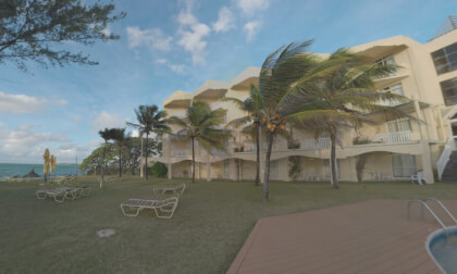 360 VR EvaZion resort area with hotels and outdoor swimming pool, Mauritius