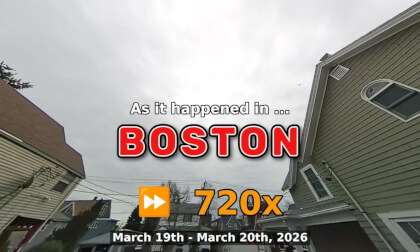 ⏩ Daily Time Lapse of the Boston Weather 180° 4k Sky Cam Stream March 19th - March 20th 2026 (720x) [Beta]