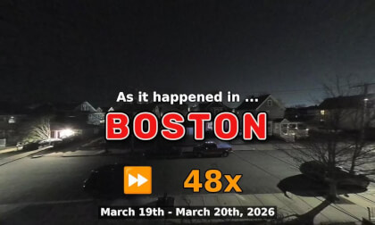 ⏩ Daily Time Lapse of the Boston Weather 180° 4k Street Cam Stream March 19th - March 20th 2026 (48x) [Beta]