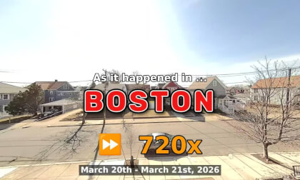 ⏩ Daily Time Lapse of the Boston Weather 180° 4k Street Cam Stream March 20th - March 21st 2026 (720x) [Beta]
