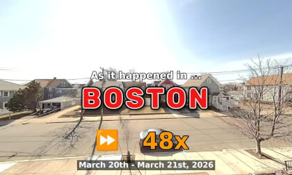 ⏩ Daily Time Lapse of the Boston Weather 180° 4k Street Cam Stream March 20th - March 21st 2026 (48x) [Beta]