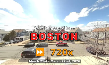 ⏩ Daily Time Lapse of the Boston Weather 180° 4k Street Cam Stream March 21st - March 22nd 2026 (720x) [Beta]