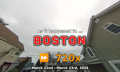 ⏩ Daily Time Lapse of the Boston Weather 180° 4k Sky Cam Stream March 22nd - March 23rd 2026 (720x) [Beta]