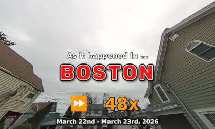 ⏩ Daily Time Lapse of the Boston Weather 180° 4k Sky Cam Stream March 22nd - March 23rd 2026 (48x) [Beta]