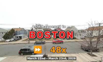 ⏩ Daily Time Lapse of the Boston Weather 180° 4k Street Cam Stream March 22nd - March 23rd 2026 (48x) [Beta]
