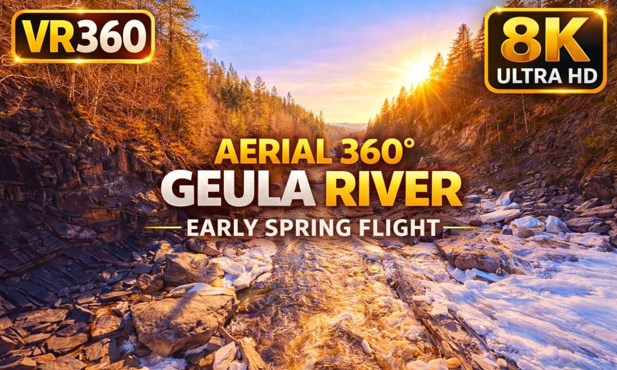 Spring Ice Drift Over Gaula River | Hovin Norway VR360