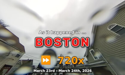 ⏩ Daily Time Lapse of the Boston Weather 180° 4k Sky Cam Stream March 23rd - March 24th 2026 (720x) [Beta]