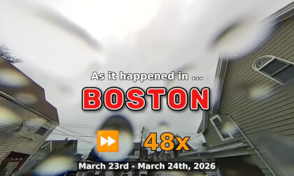 ⏩ Daily Time Lapse of the Boston Weather 180° 4k Sky Cam Stream March 23rd - March 24th 2026 (48x) [Beta]