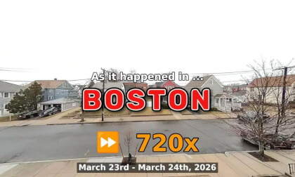 ⏩ Daily Time Lapse of the Boston Weather 180° 4k Street Cam Stream March 23rd - March 24th 2026 (720x) [Beta]