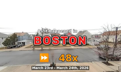 ⏩ Daily Time Lapse of the Boston Weather 180° 4k Street Cam Stream March 23rd - March 24th 2026 (48x) [Beta]
