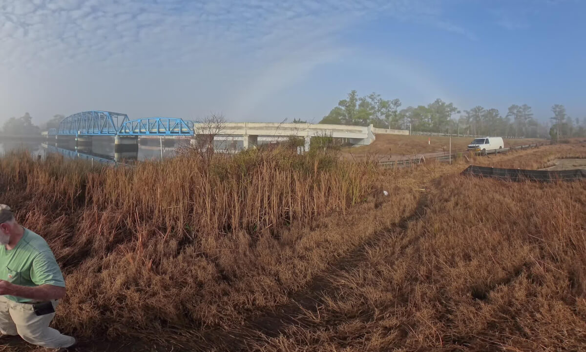 Historic Blue Bridge Kingsland Ga US Hwy 17 Over The St Mary's River 6K 360 Immersive Video