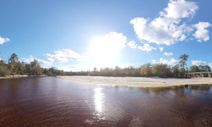6K VR Time Capsule Satilla River Black Water and White Sugarsand Walk 6K 360 Immersive Video US Hwy 82 Boat Ramp