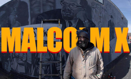 Bunny Bread Painting Malcolm X Graffiti Mural (180° 8K)
