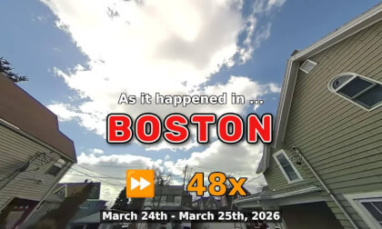 ⏩ Daily Time Lapse of the Boston Weather 180° 4k Sky Cam Stream March 24th - March 25th 2026 (48x) [Beta]