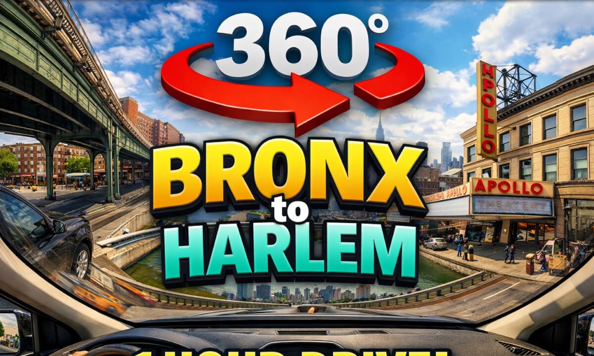 360° Drive from the Bronx to Harlem | 1 Hour NYC Scenic Tour