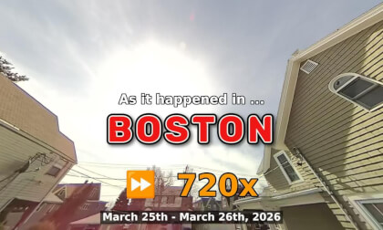 ⏩ Daily Time Lapse of the Boston Weather 180° 4k Sky Cam Stream March 25th - March 26th 2026 (720x) [Beta]