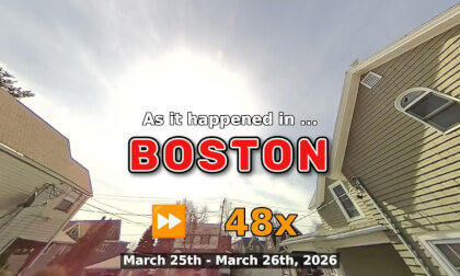 ⏩ Daily Time Lapse of the Boston Weather 180° 4k Sky Cam Stream March 25th - March 26th 2026 (48x) [Beta]