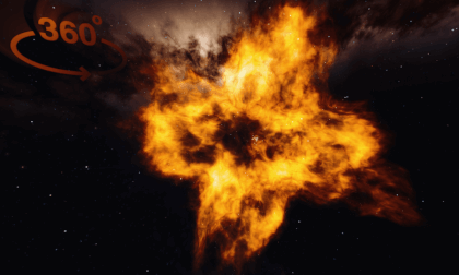 Cosmic Ride into an Orange Nebula [8K]