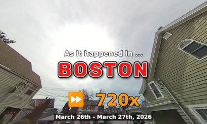 ⏩ Daily Time Lapse of the Boston Weather 180° 4k Sky Cam Stream March 26th - March 27th 2026 (720x) [Beta]