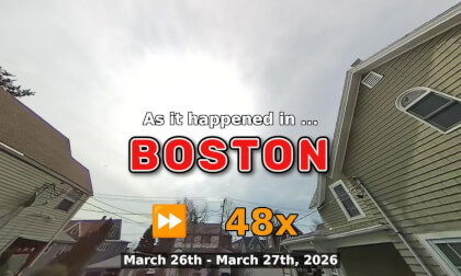 ⏩ Daily Time Lapse of the Boston Weather 180° 4k Sky Cam Stream March 26th - March 27th 2026 (48x) [Beta]