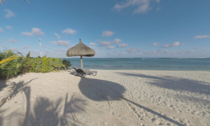 360 VR Ocean beach on the coast of Le Morne Brabant, Mauritius
