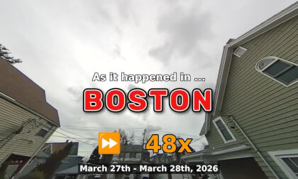 ⏩ Daily Time Lapse of the Boston Weather 180° 4k Sky Cam Stream March 27th - March 28th 2026 (48x) [Beta]