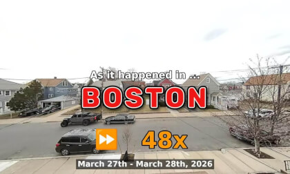 ⏩ Daily Time Lapse of the Boston Weather 180° 4k Street Cam Stream March 27th - March 28th 2026 (48x) [Beta]