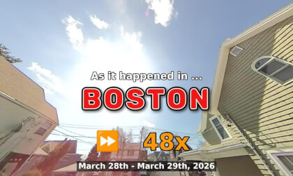 ⏩ Daily Time Lapse of the Boston Weather 180° 4k Sky Cam Stream March 28th - March 29th 2026 (48x) [Beta]