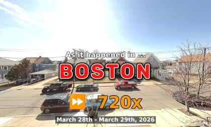 ⏩ Daily Time Lapse of the Boston Weather 180° 4k Street Cam Stream March 28th - March 29th 2026 (720x) [Beta]