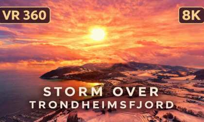 Sunset Snowstorm over Trondheimsfjord | Norway VR360