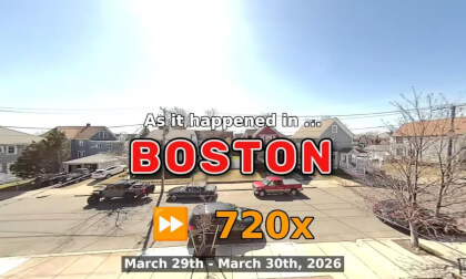 ⏩ Daily Time Lapse of the Boston Weather 180° 4k Street Cam Stream March 29th - March 30th 2026 (720x) [Beta]
