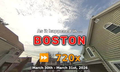 ⏩ Daily Time Lapse of the Boston Weather 180° 4k Sky Cam Stream March 30th - March 31st 2026 (720x) [Beta]