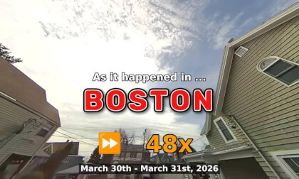 ⏩ Daily Time Lapse of the Boston Weather 180° 4k Sky Cam Stream March 30th - March 31st 2026 (48x) [Beta]